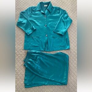 Vintage Victoria's Secret Shiny Teal Pajama Set